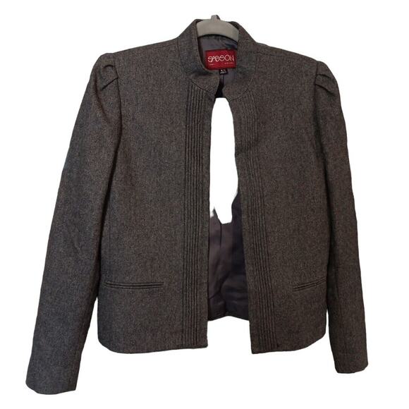 Sasson Paris New York Gray Polyester Wool Open Women's Blazer Jacket Vtg Sz 8/9 - Picture 3 of 10